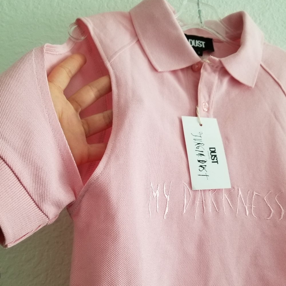 Dust Polo Shirt Cold Shoulders Pink Size Size S Small - Picture 5 of 6